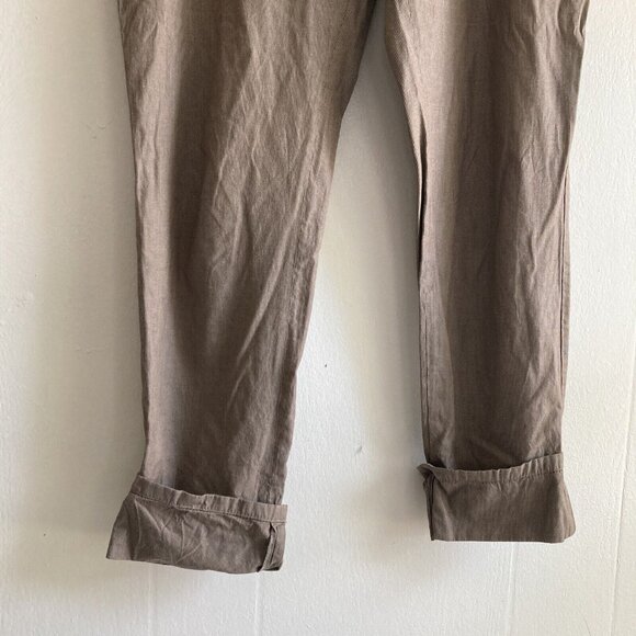 Akris Punto Womens Pants Trousers Deep Cuffs Pin Striped Tan Career Summ… - Picture 3 of 10